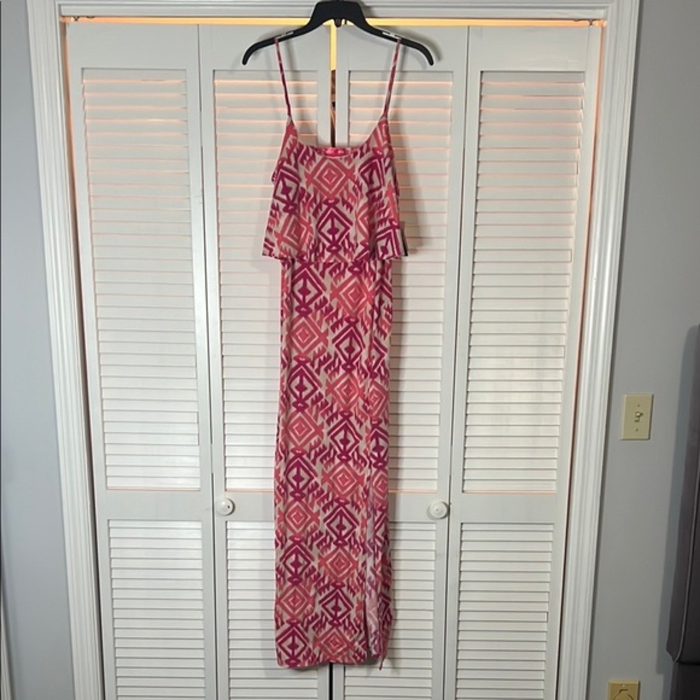 Pink Ruffled Tiered Maxi Sundress